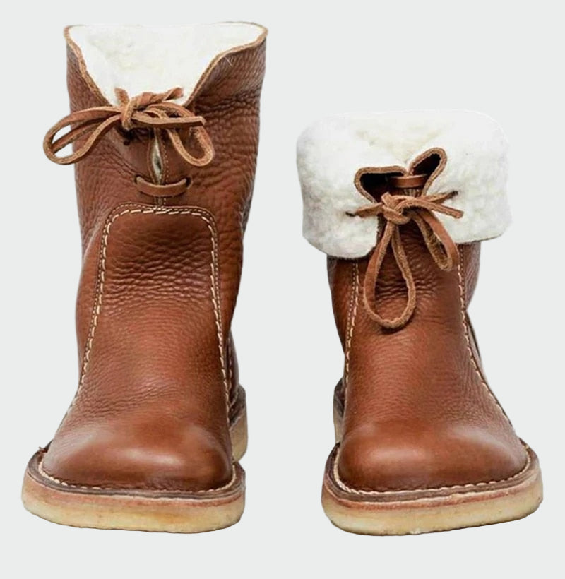 Botas de piel impermeables con forro de lana. LuvaModa