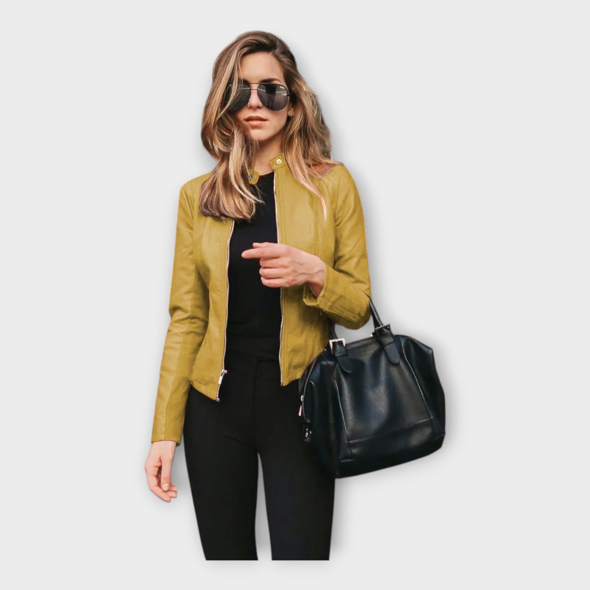Chaqueta de cuero con línea moderna Luvamoda