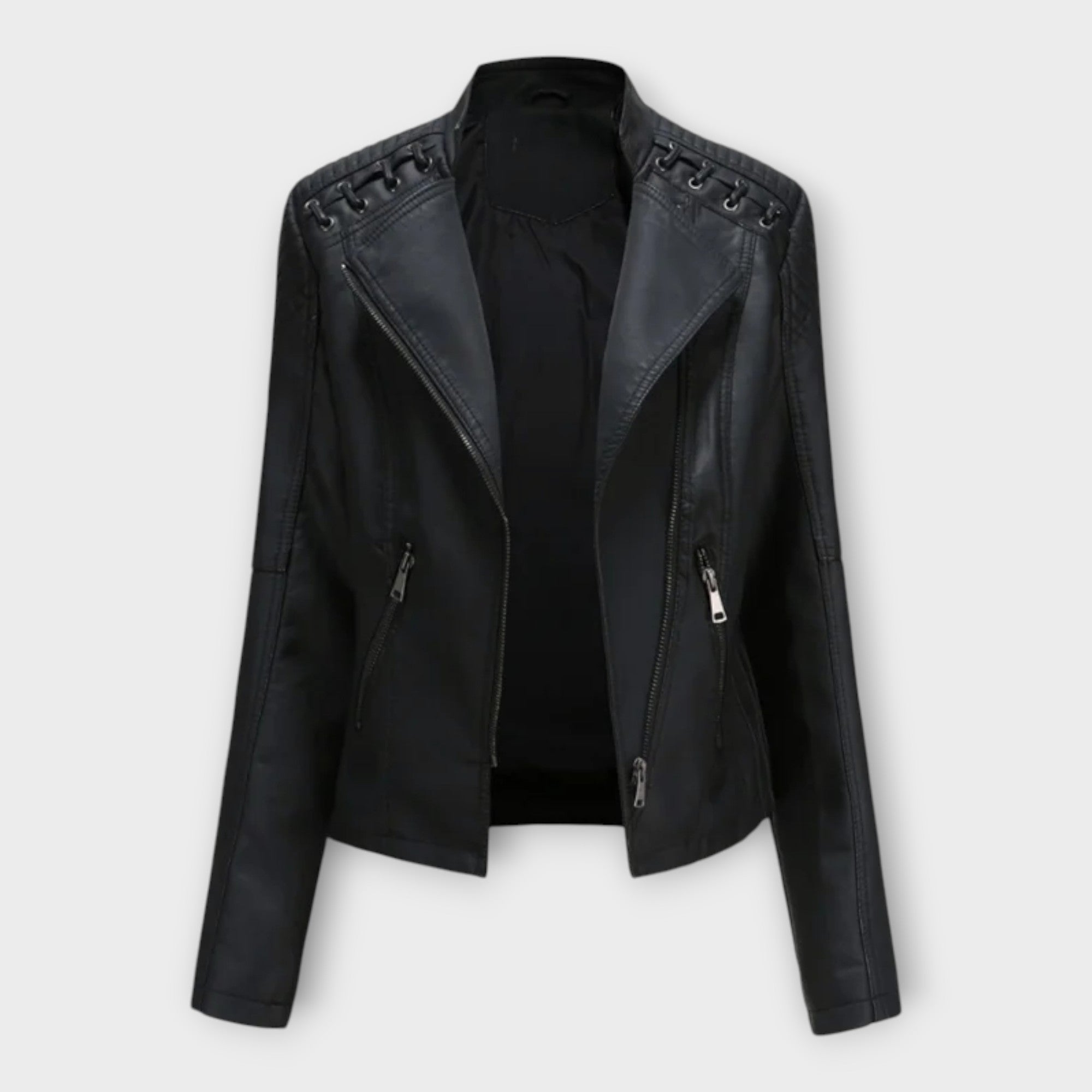 Chaqueta de cuero moderna con una línea elegante y un refinamiento atemporal Luvamoda