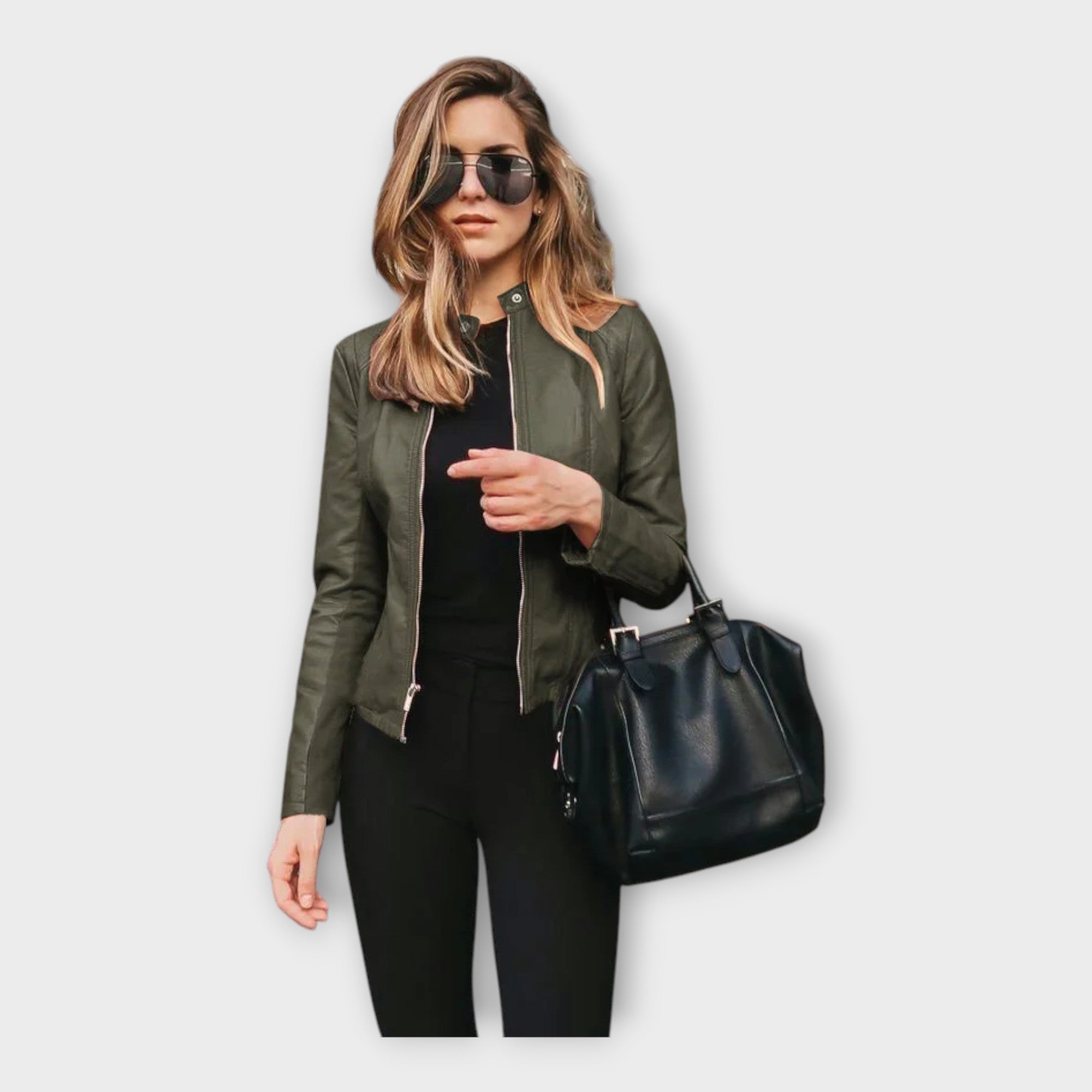 Chaqueta de cuero con línea moderna Luvamoda
