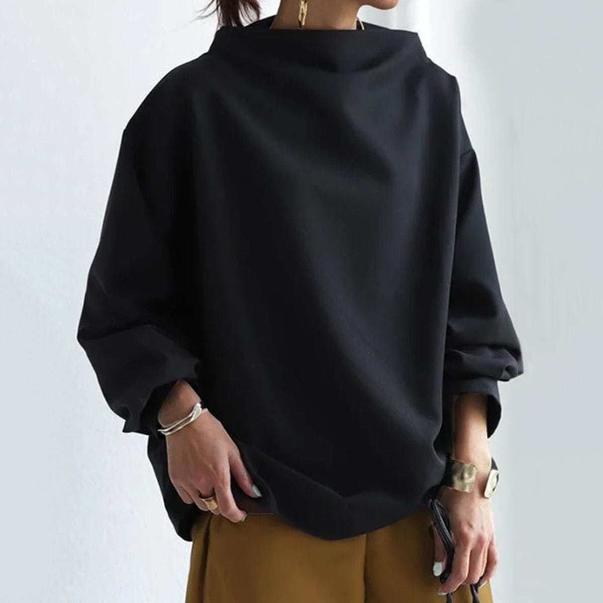Ellie | Top de punto con cuello alto y textura suave Luvamoda