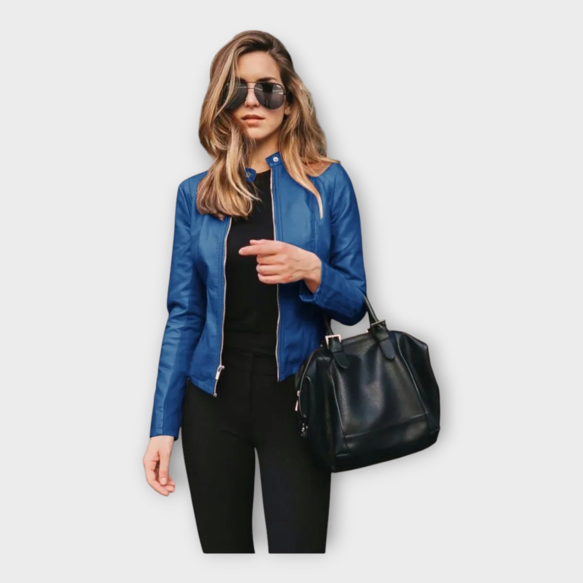 Chaqueta de cuero con línea moderna Luvamoda