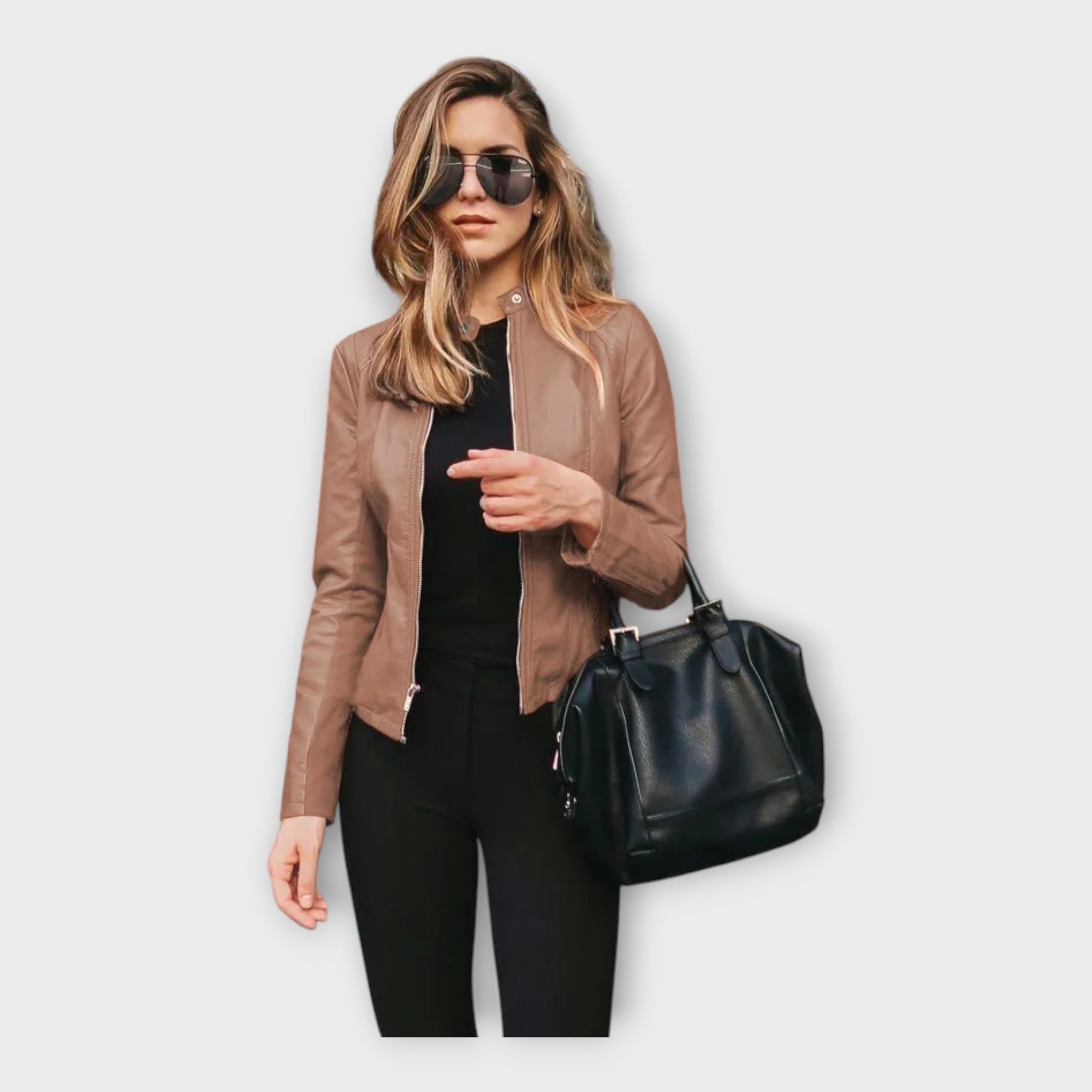 Chaqueta de cuero con línea moderna Luvamoda