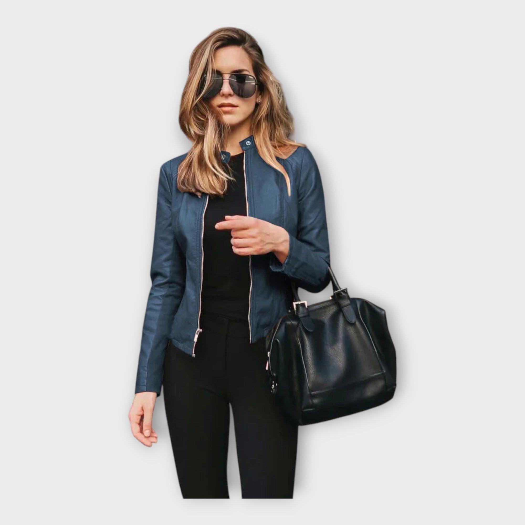 Chaqueta de cuero con línea moderna Luvamoda