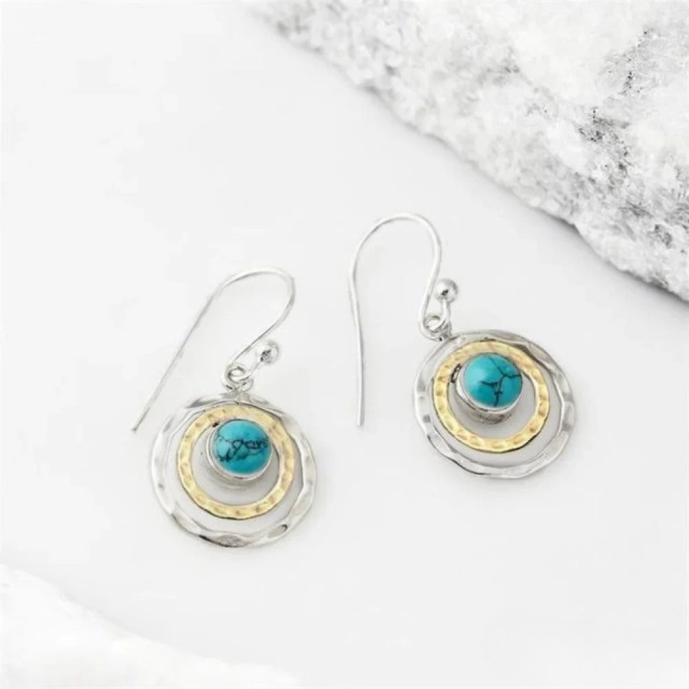 Pendientes Boho Saturno con piedra turquesa LuvaModa