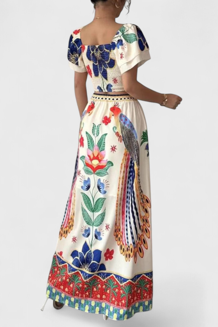 Conjunto bohemio Itzel con estampado nacional LuvaModa