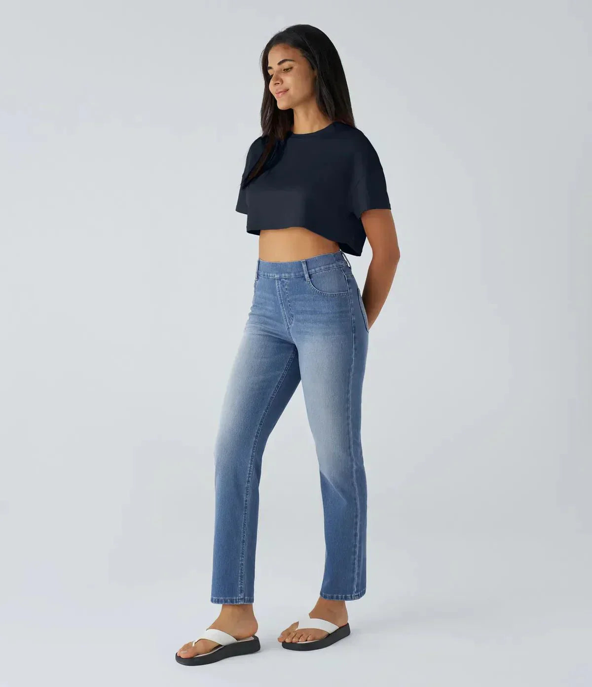 Pantalones elásticos y cómodos con cintura alta LuvaModa