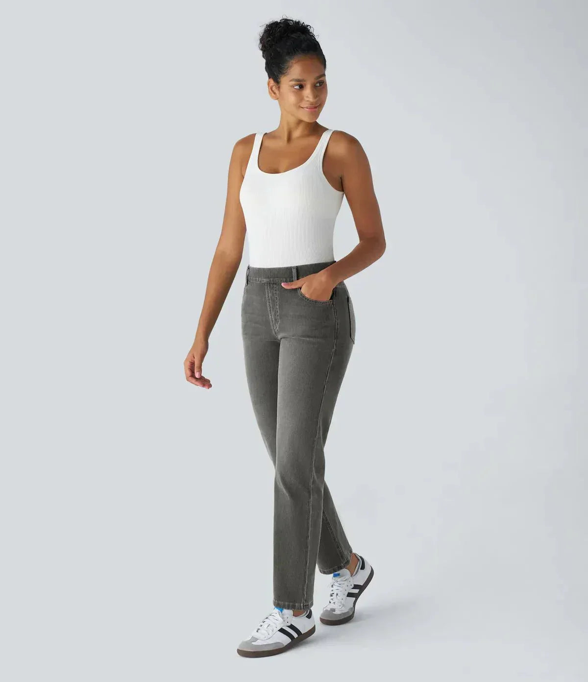 Pantalones elásticos y cómodos con cintura alta LuvaModa