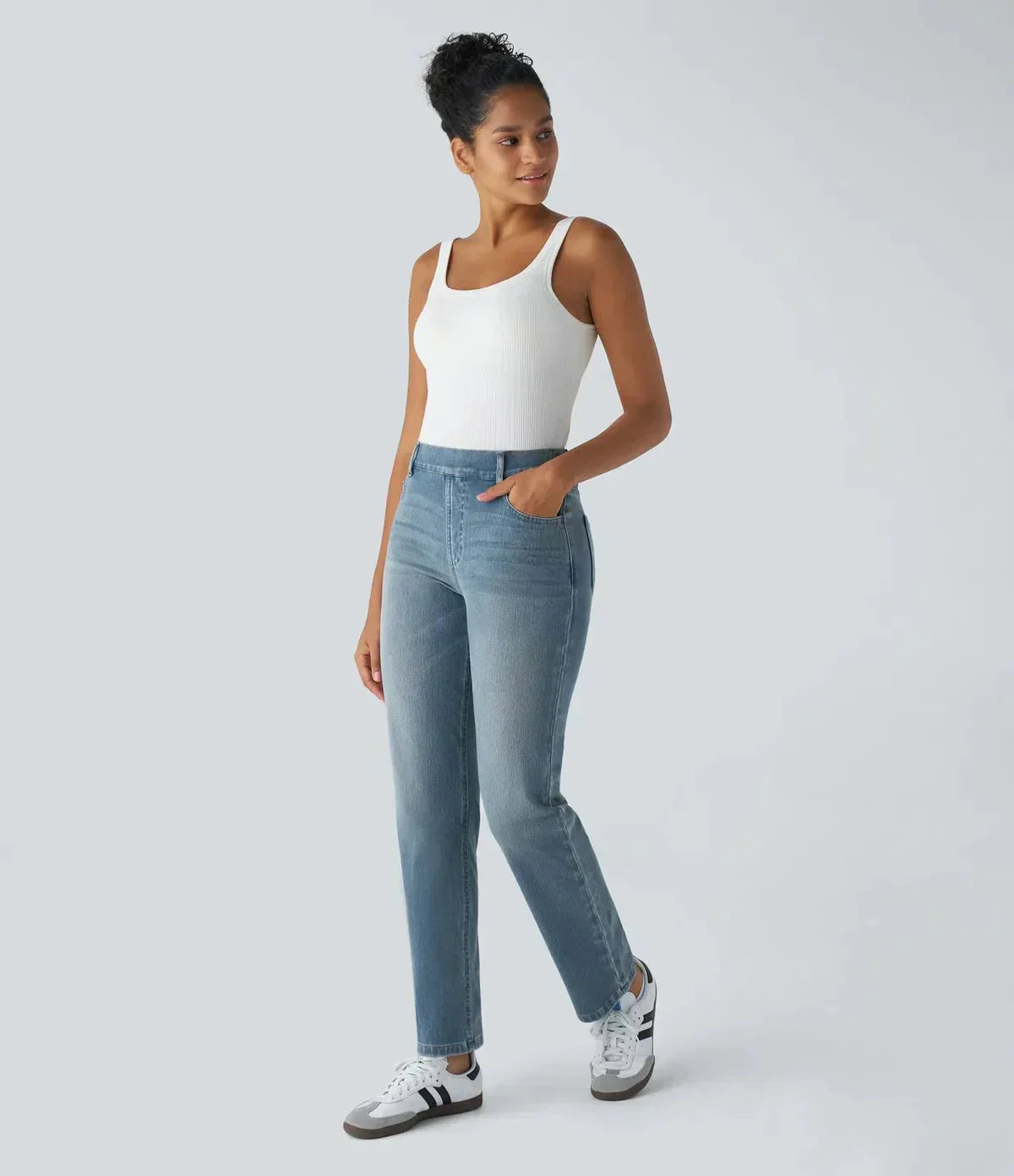 Pantalones elásticos y cómodos con cintura alta LuvaModa
