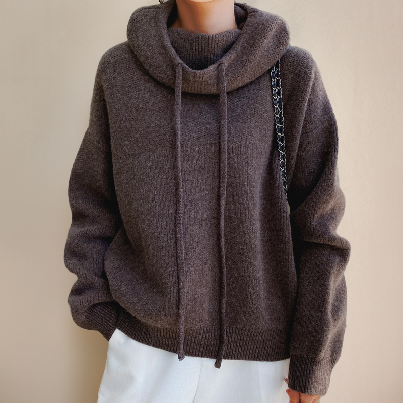 Amina - Sudadera con capucha de merino de lujo Luvamoda