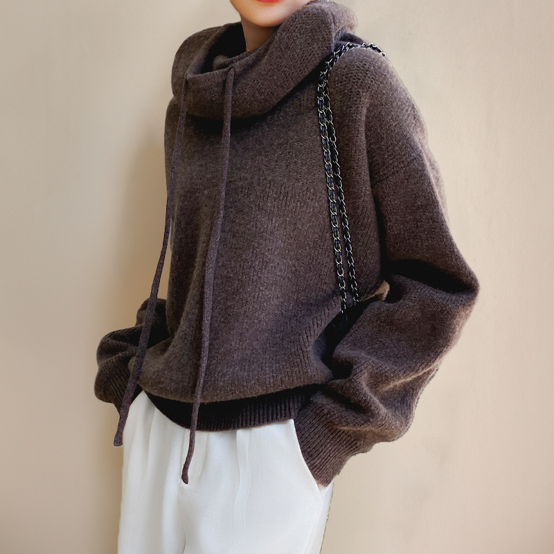 Amina - Sudadera con capucha de merino de lujo Luvamoda
