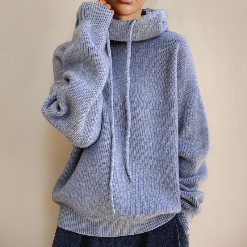 Amina - Sudadera con capucha de merino de lujo Luvamoda