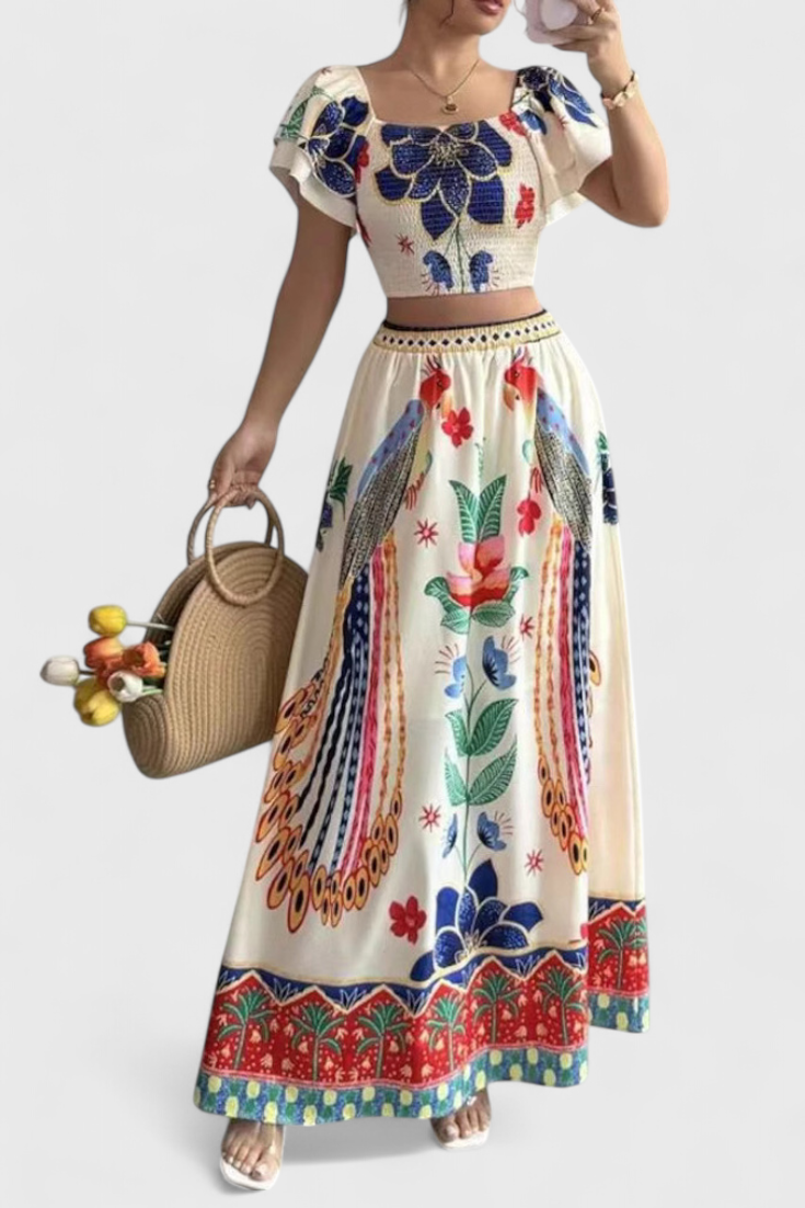 Conjunto bohemio Itzel con estampado nacional LuvaModa
