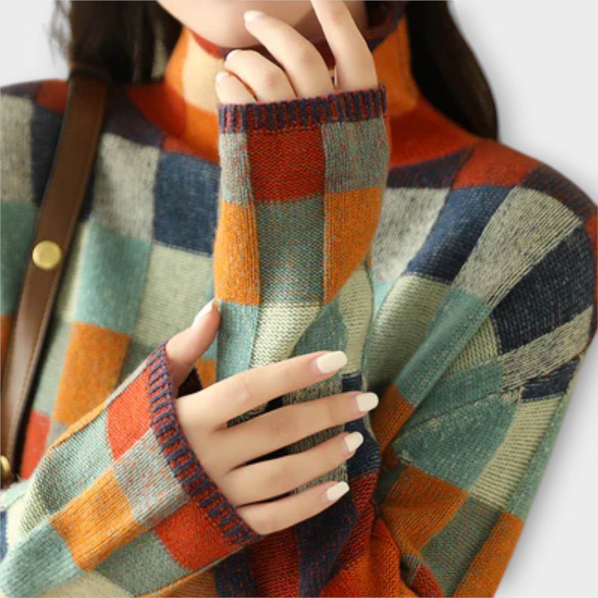 Erica - Suéter de cuello alto con patchwork Luvamoda