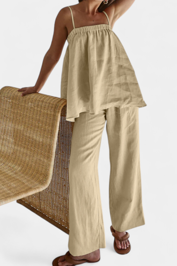 Conjunto de verano Lía con top vaporoso y pantalón ancho LuvaModa