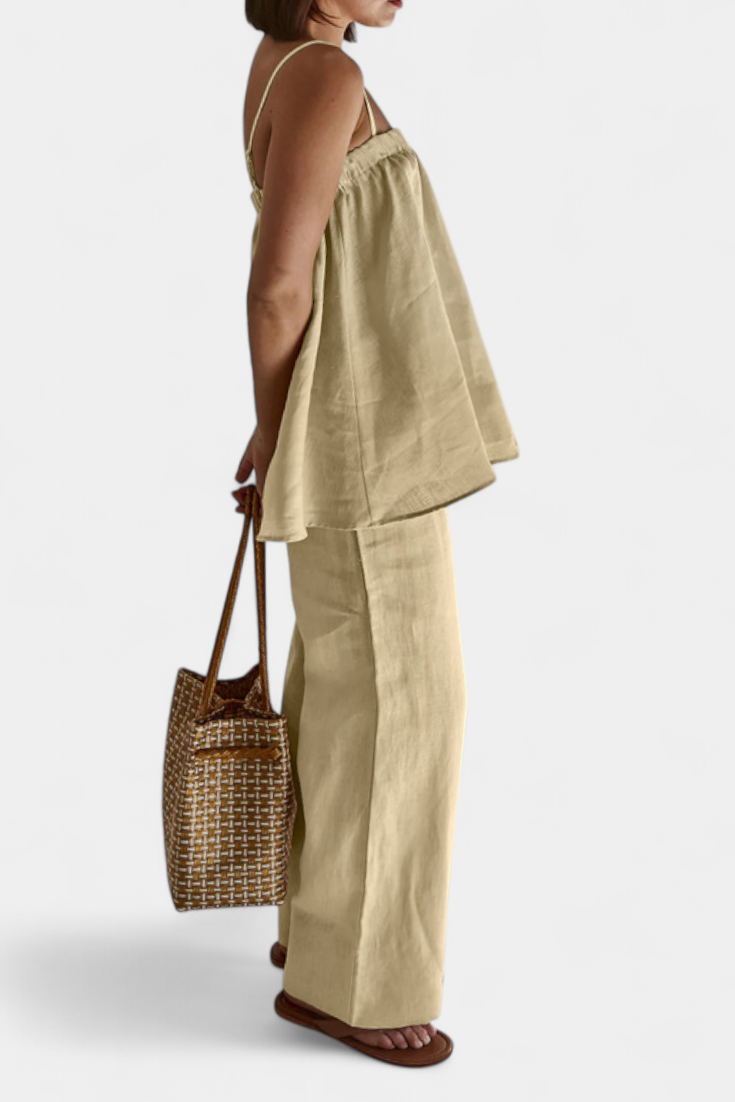 Conjunto de verano Lía con top vaporoso y pantalón ancho LuvaModa