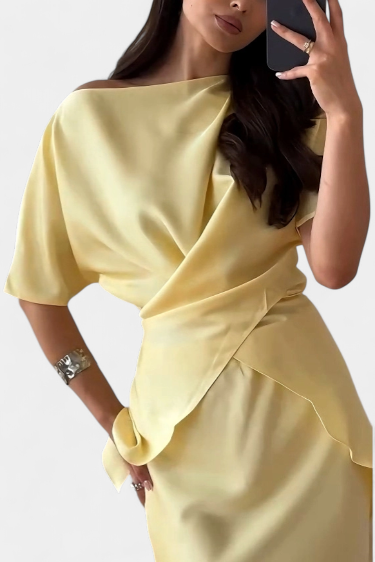 Conjunto de top con tirantes cruzados y falda vaporosa Veleda LuvaModa