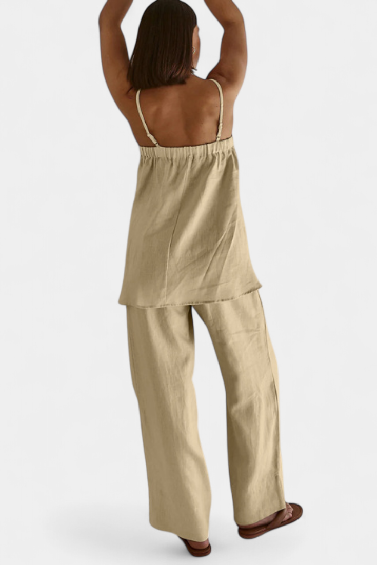 Conjunto de verano Lía con top vaporoso y pantalón ancho LuvaModa