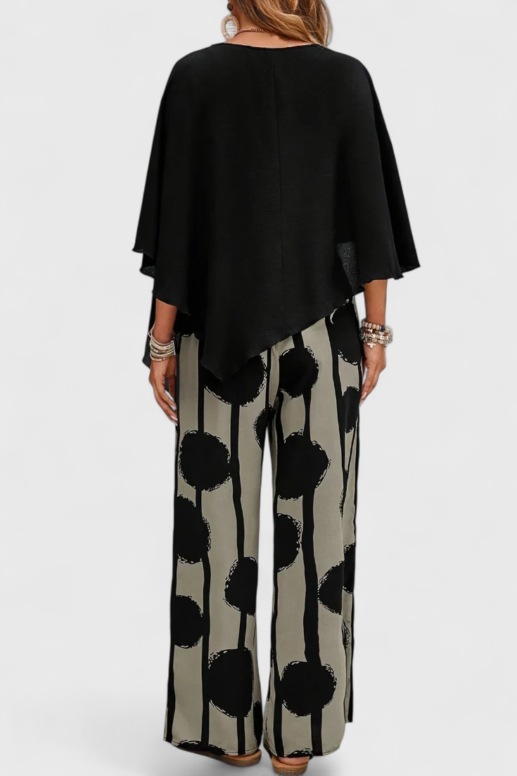 Conjunto de top asimétrico y pantalón estampado Aleida LuvaModa