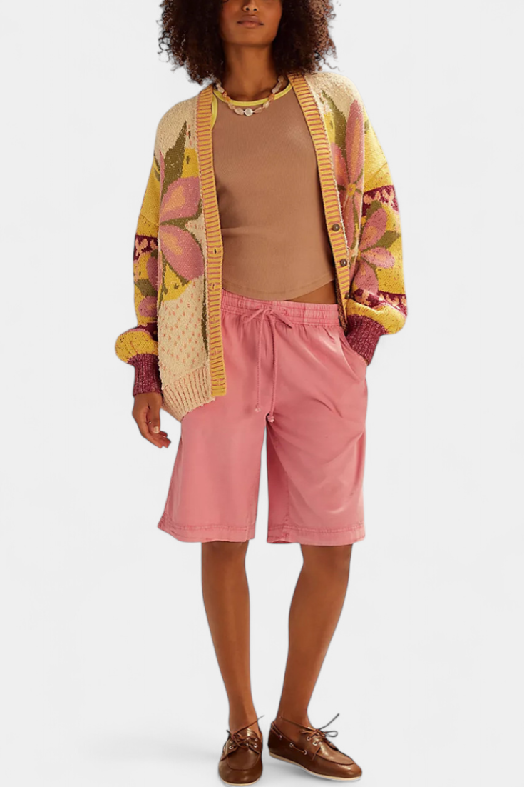 Cárdigan de punto Casey con diseño floral y corte relajado. Luvamoda