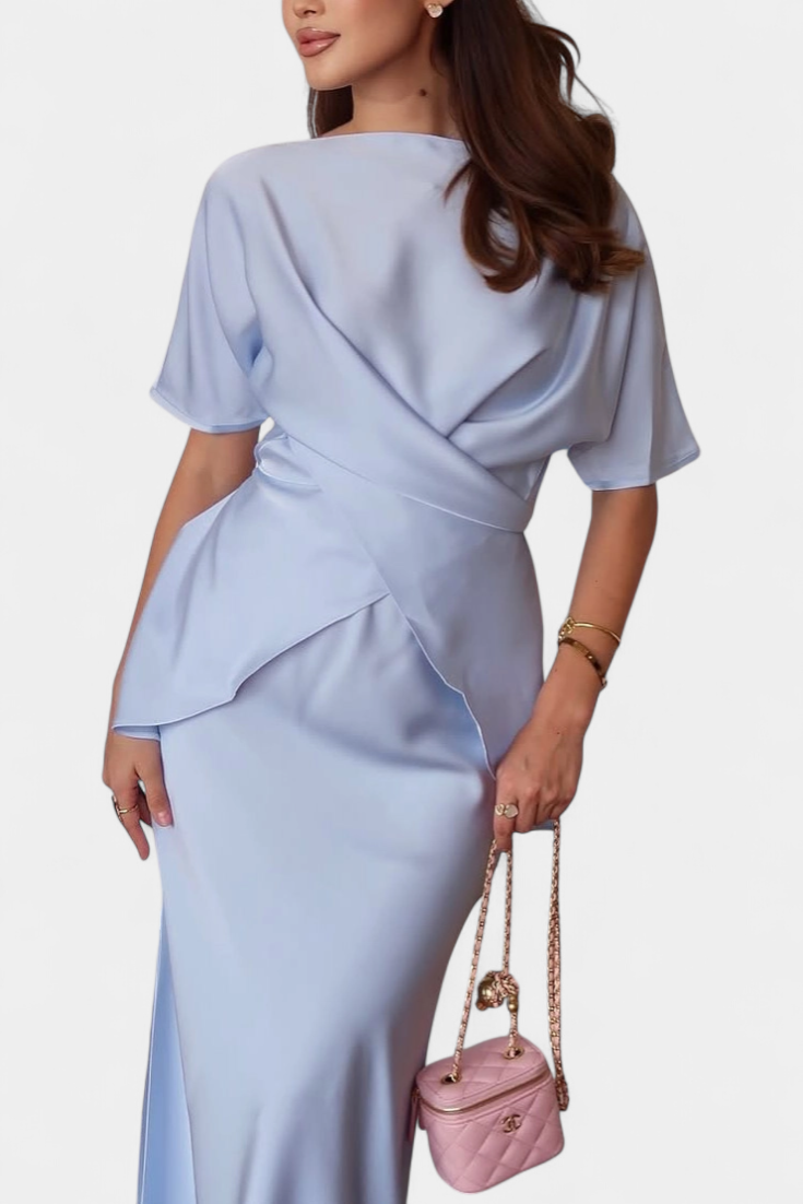 Conjunto de top con tirantes cruzados y falda vaporosa Veleda LuvaModa