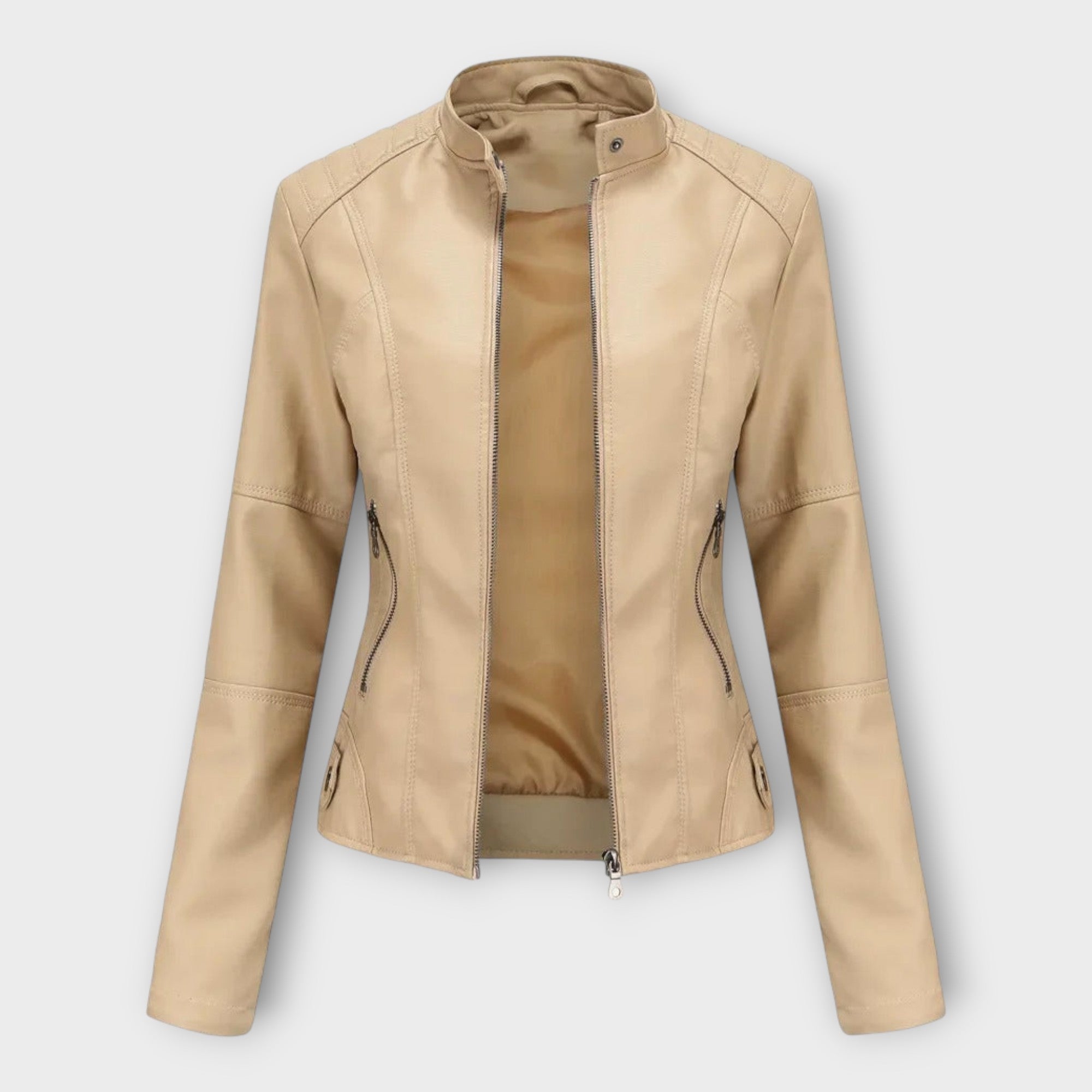 Elegante chaqueta de cuero de línea moderna y estilo atemporal Luvamoda