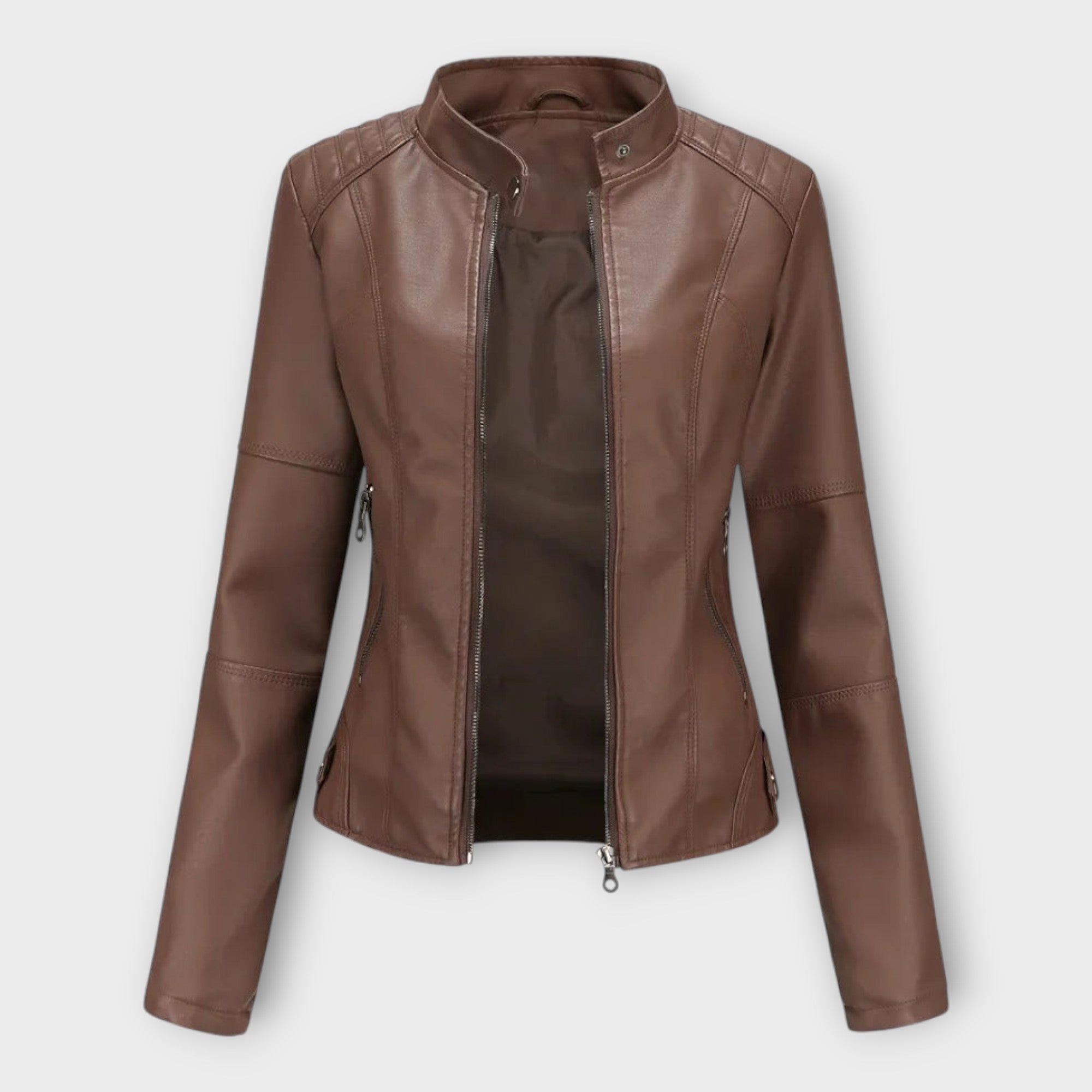Elegante chaqueta de cuero de línea moderna y estilo atemporal Luvamoda
