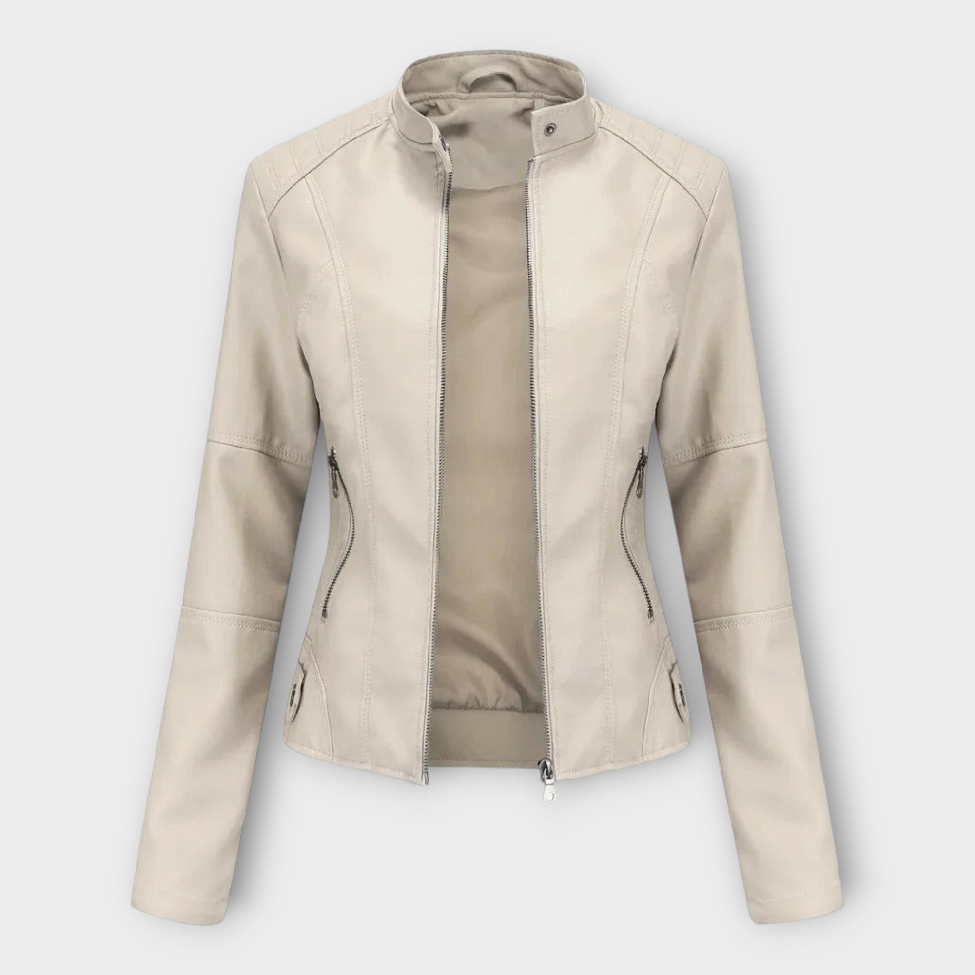 Elegante chaqueta de cuero de línea moderna y estilo atemporal Luvamoda