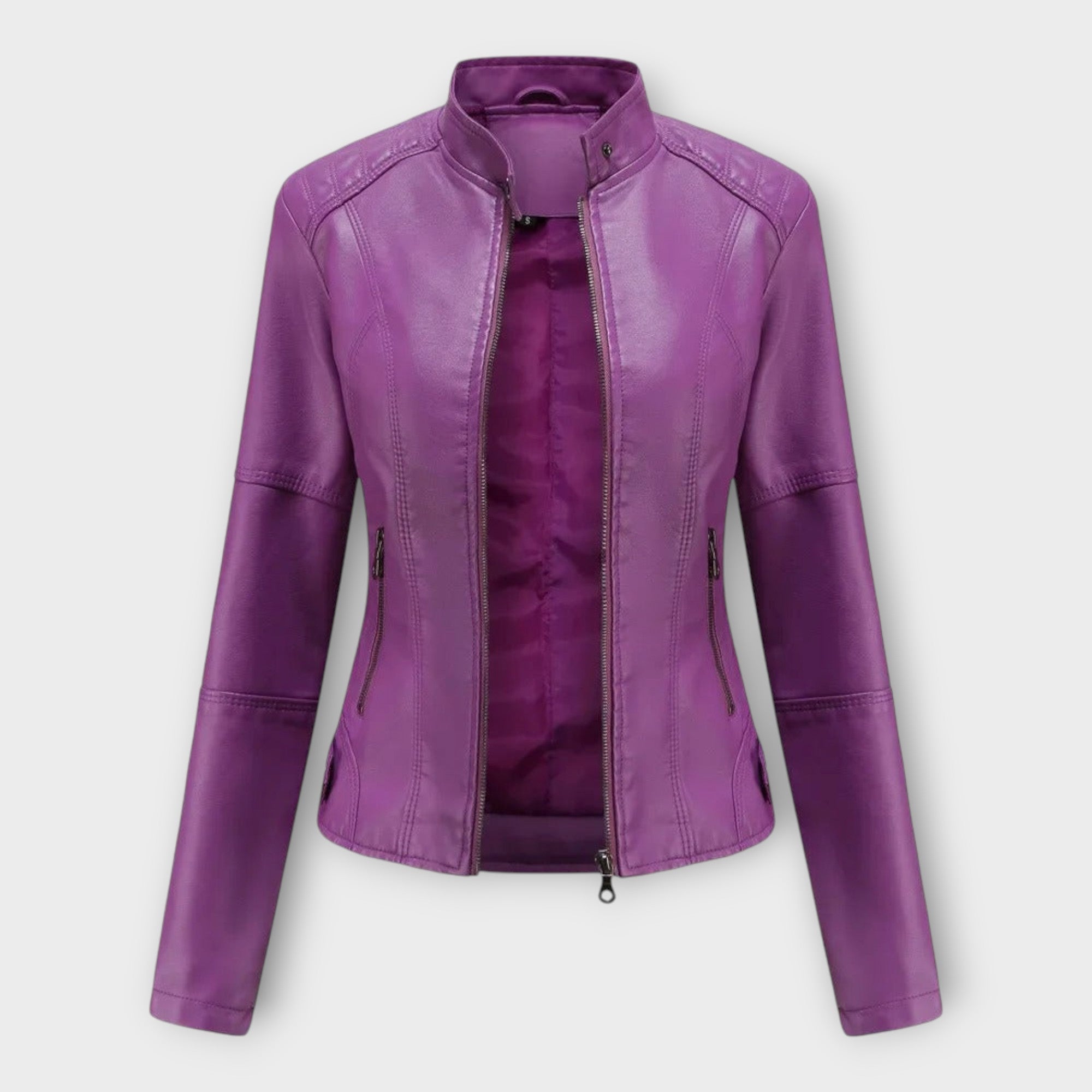 Elegante chaqueta de cuero de línea moderna y estilo atemporal Luvamoda