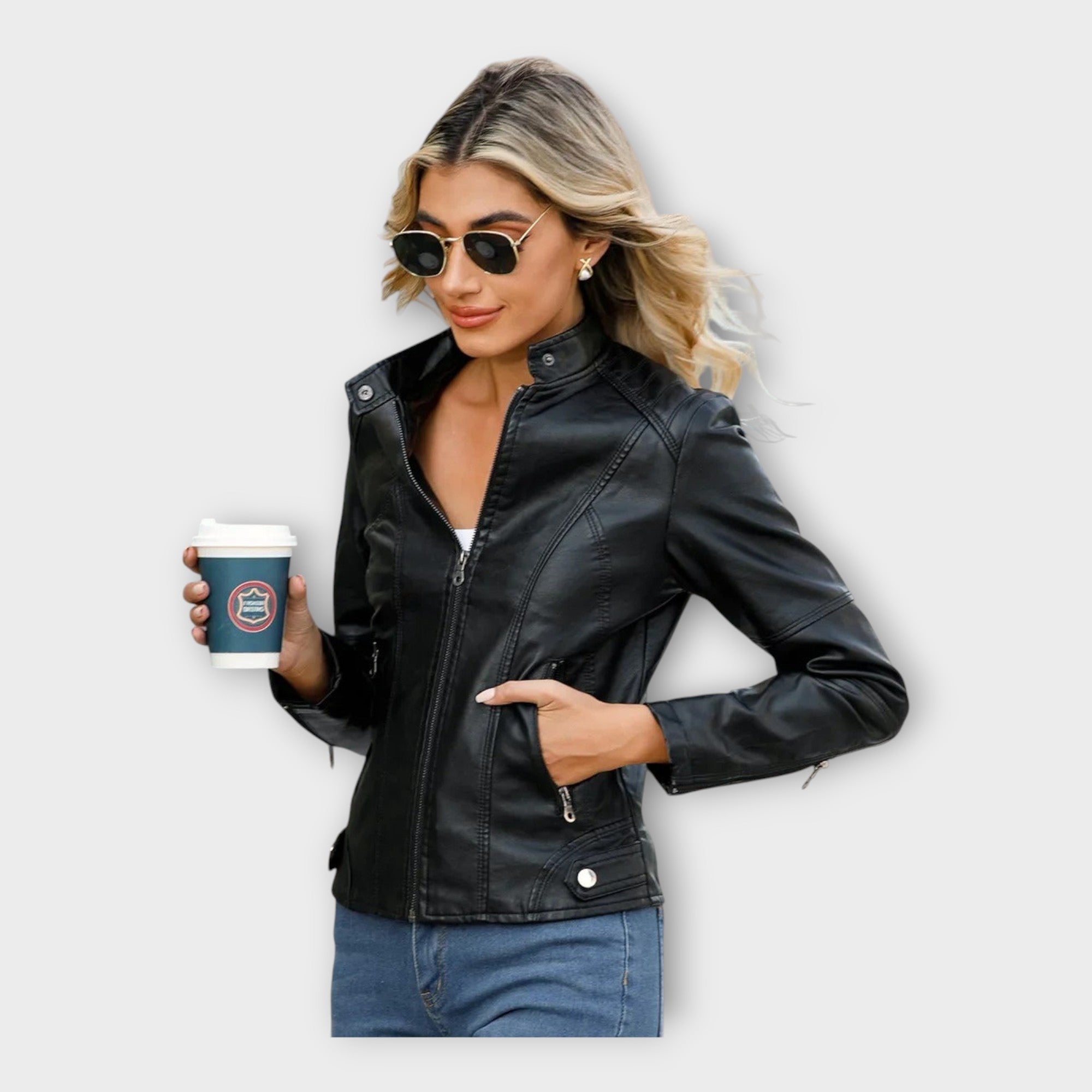 Elegante chaqueta de cuero de línea moderna y estilo atemporal Luvamoda