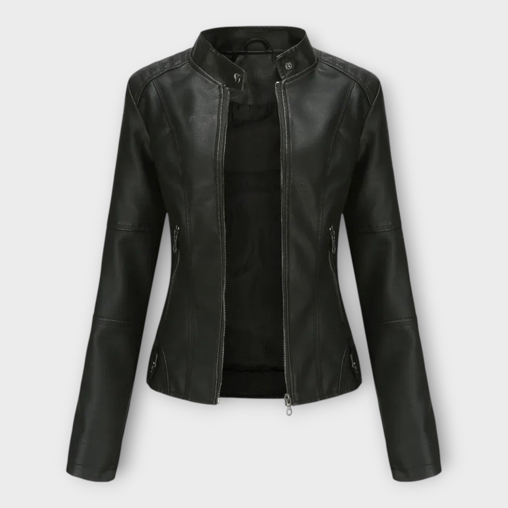 Elegante chaqueta de cuero de línea moderna y estilo atemporal Luvamoda