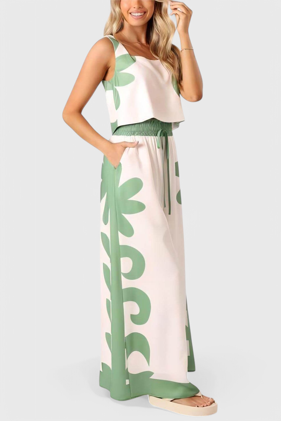 Conjunto sin mangas con estampado floral bohemio Serafina LuvaModa