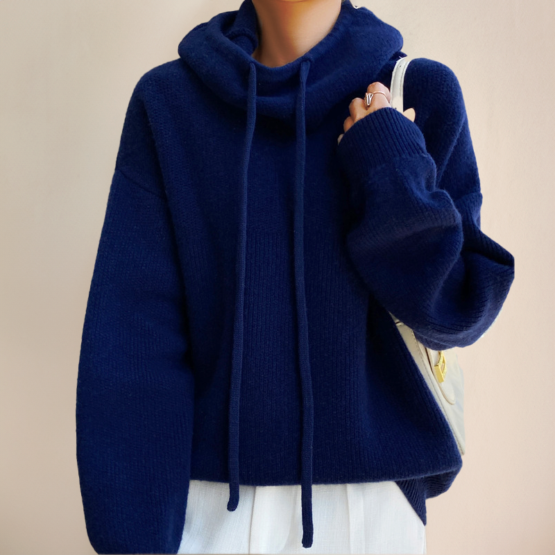 Amina - Sudadera con capucha de merino de lujo Luvamoda