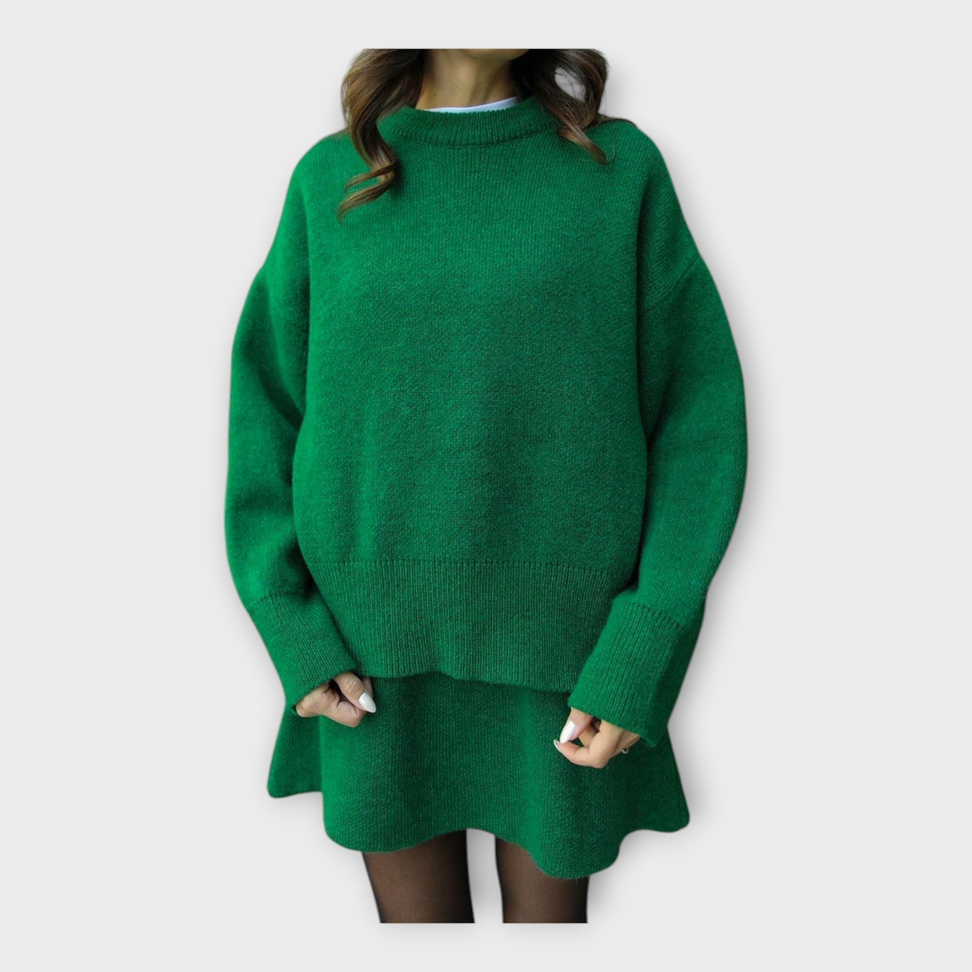 Conjunto de Blusa y Falda de Punto con Línea Moderna LuvaModa