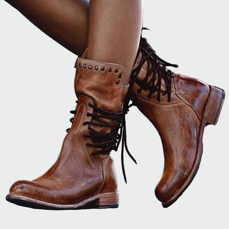 Botines de piel con cordones LuvaModa