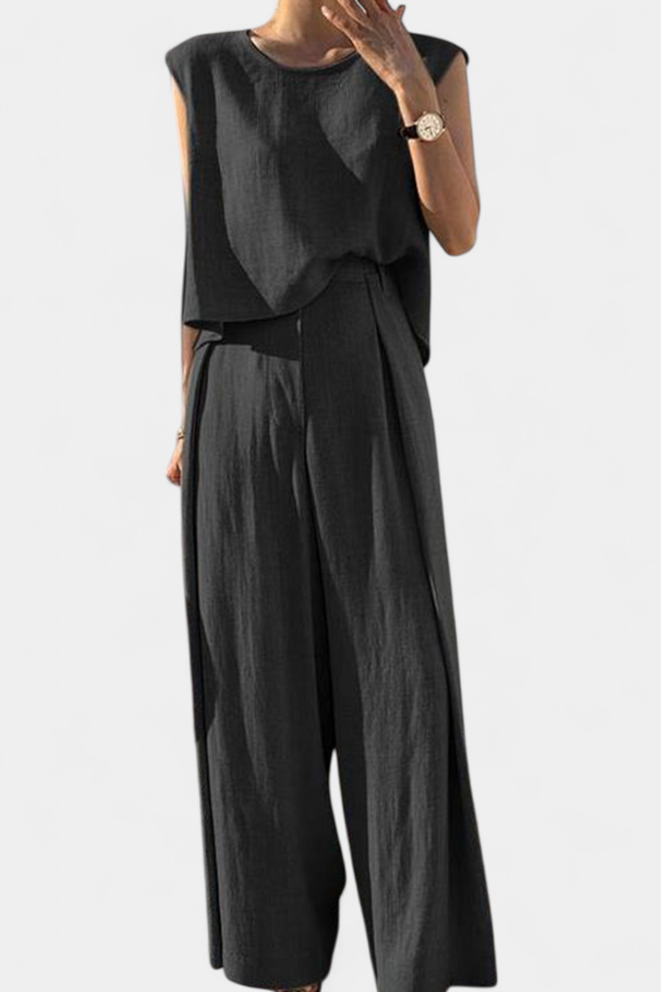 Conjunto de dos piezas Lauren con pantalones de pierna ancha LuvaModa