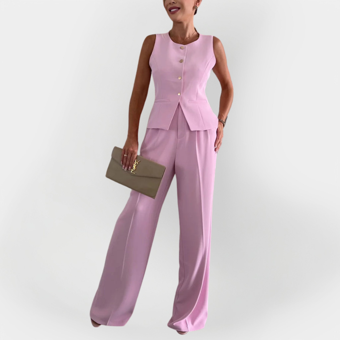 Conjunto elegante de pantalón y top sin mangas LuvaModa