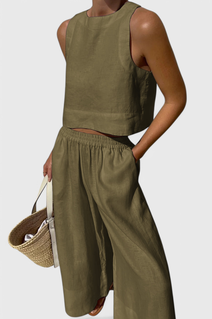 Conjunto minimalista Avelina en algodón ligero y lino LuvaModa