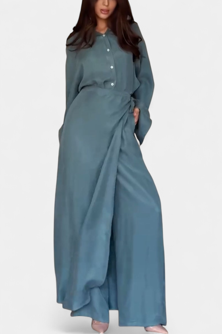 Conjunto casual Marisol con camisa holgada y pantalón-falda LuvaModa