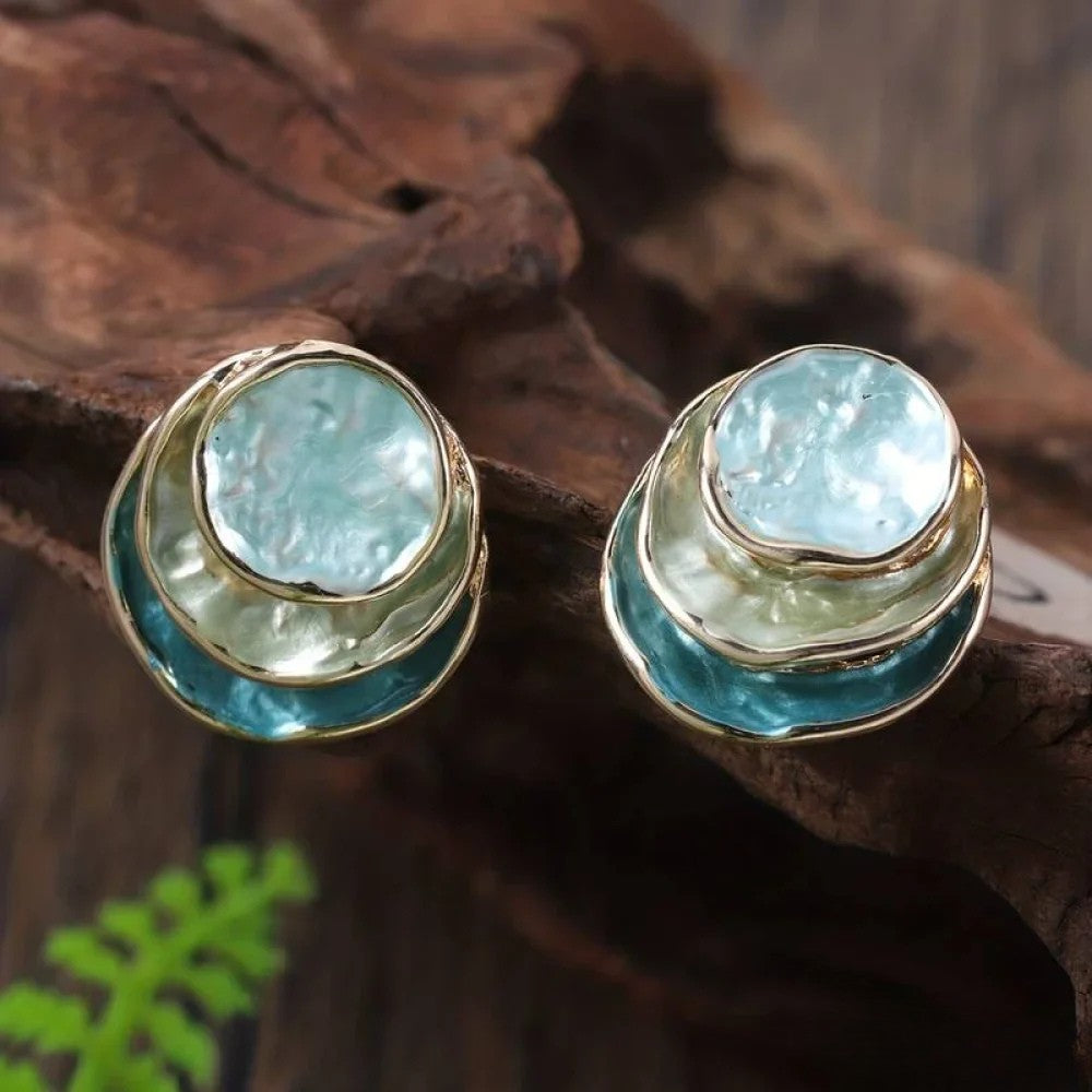 Pendientes redondos multicapa vintage pintados a mano LuvaModa