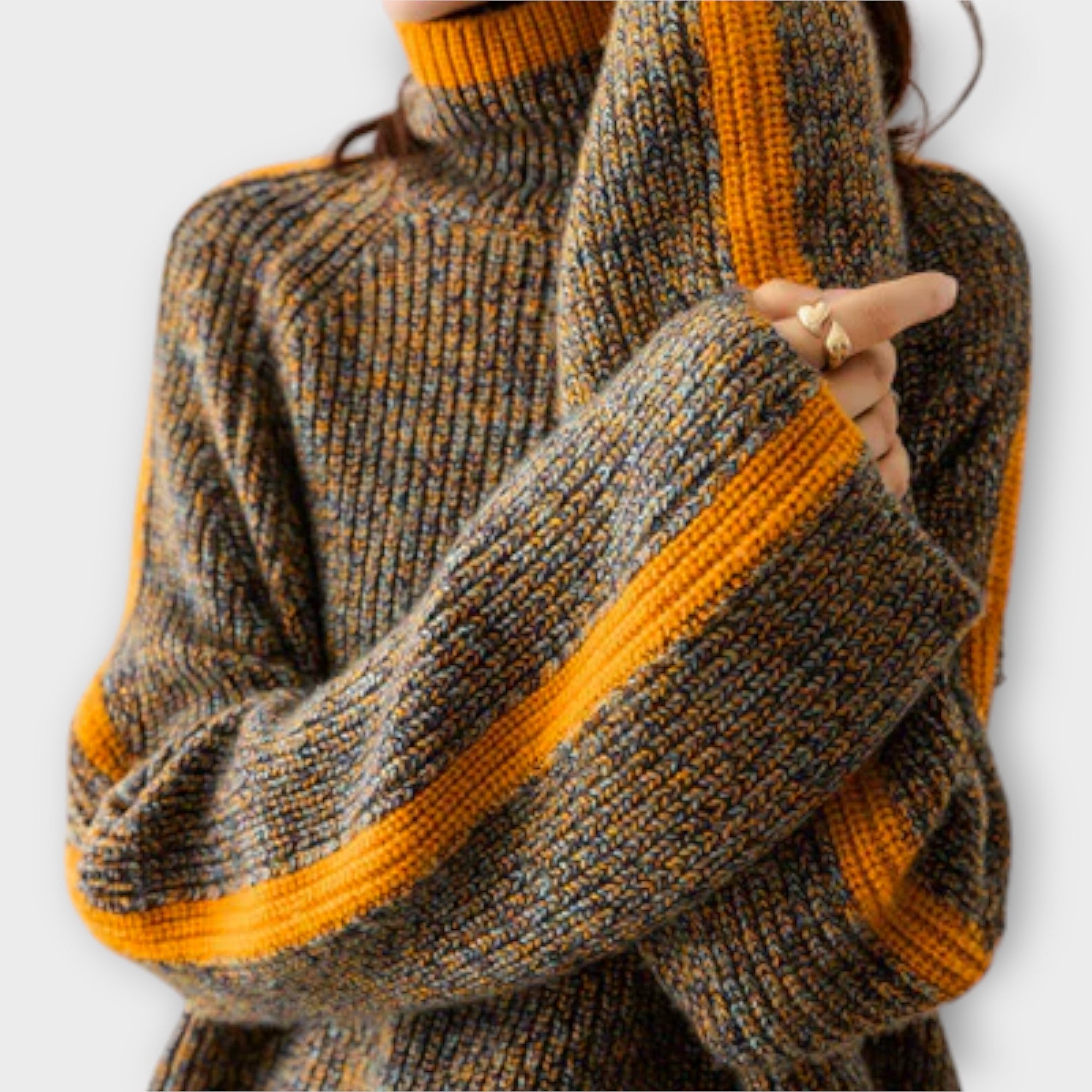 Breseis - Suéter vintage de cuello alto Luvamoda