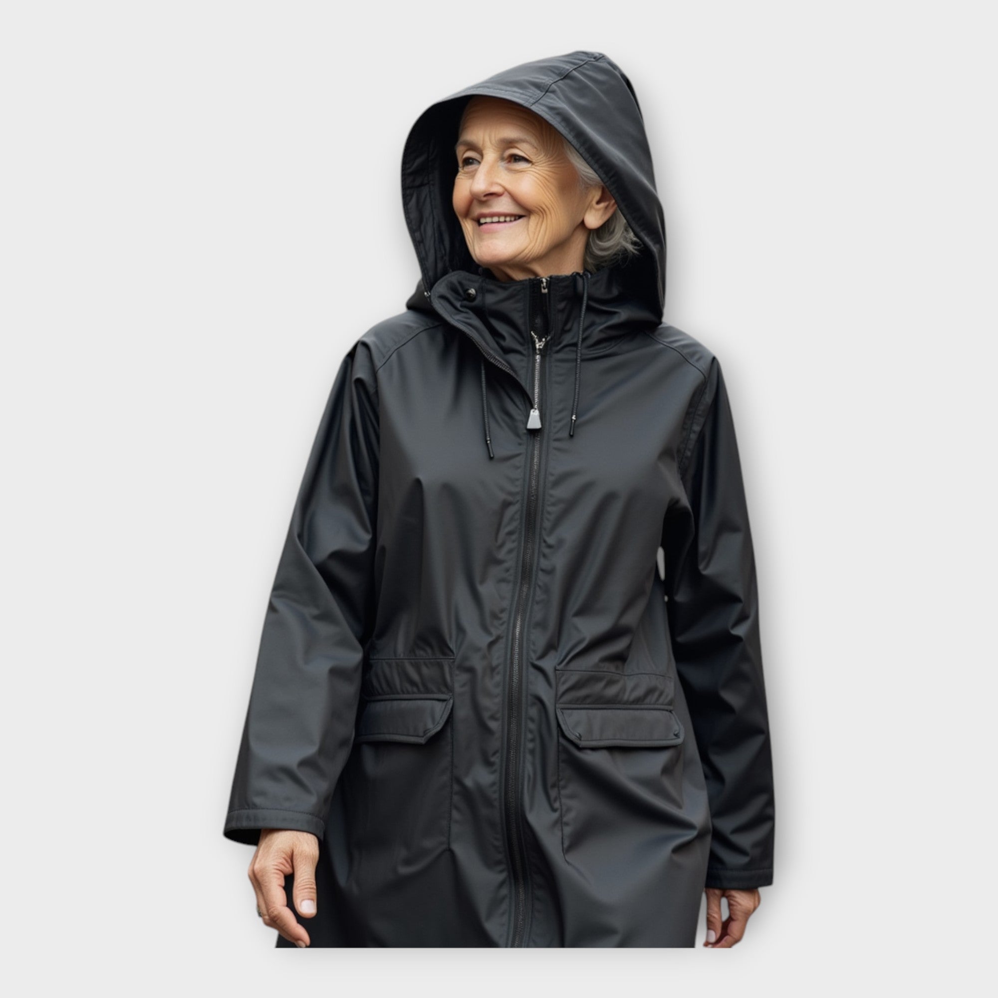 Chaqueta impermeable elegante con capucha Luvamoda