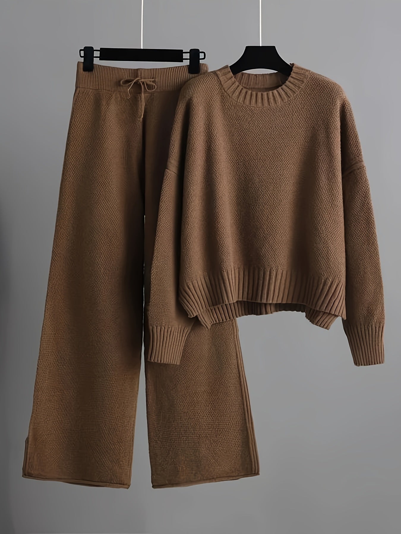 Conjunto casual de otoño e invierno: suéter holgado y pantalón ancho — conjunto de dos piezas para mujer LuvaModa