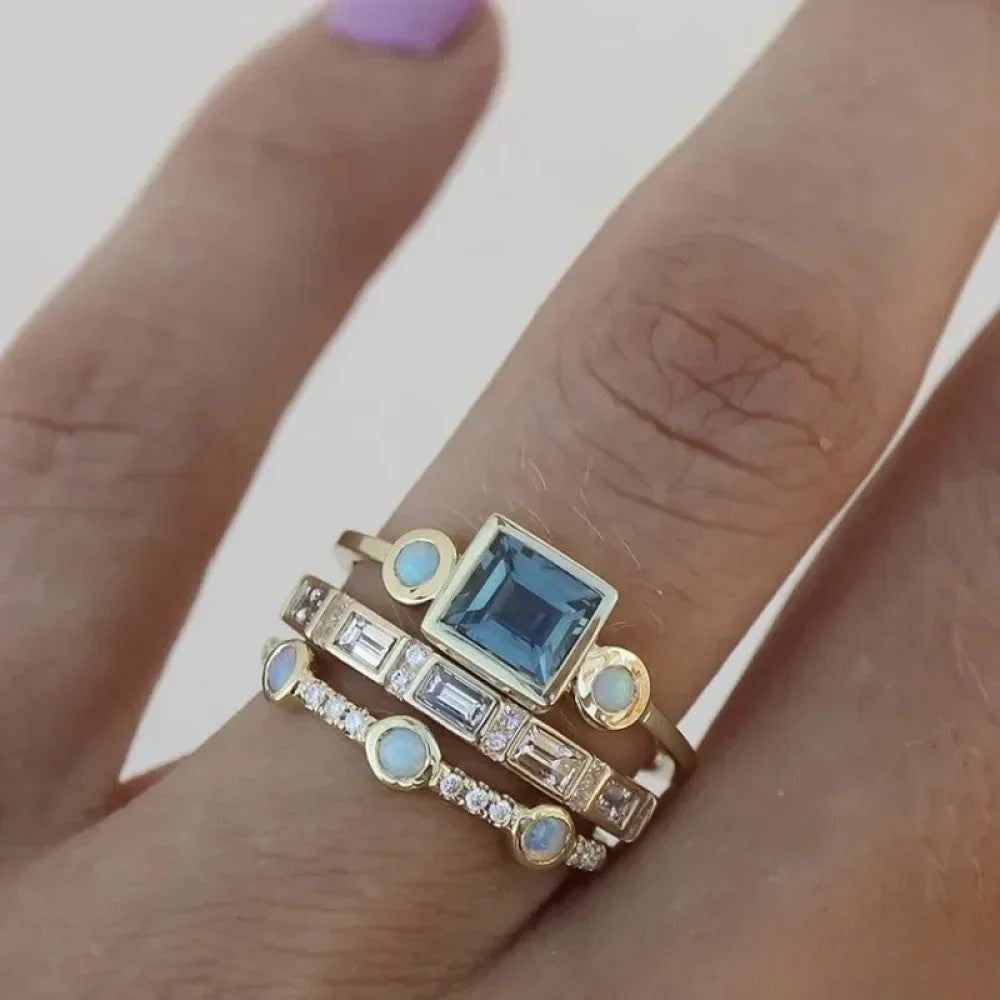 Anillo azul retro LuvaModa