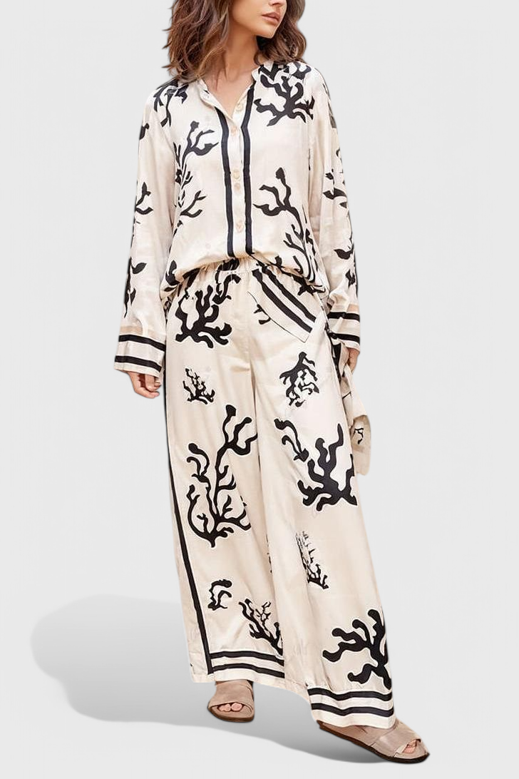 Conjunto de pantalones anchos con estampado artístico de Nazaret LuvaModa