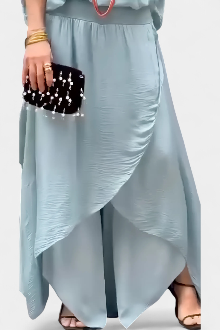 Conjunto fluido de dos piezas Maravilla con top holgado y falda asimétrica LuvaModa