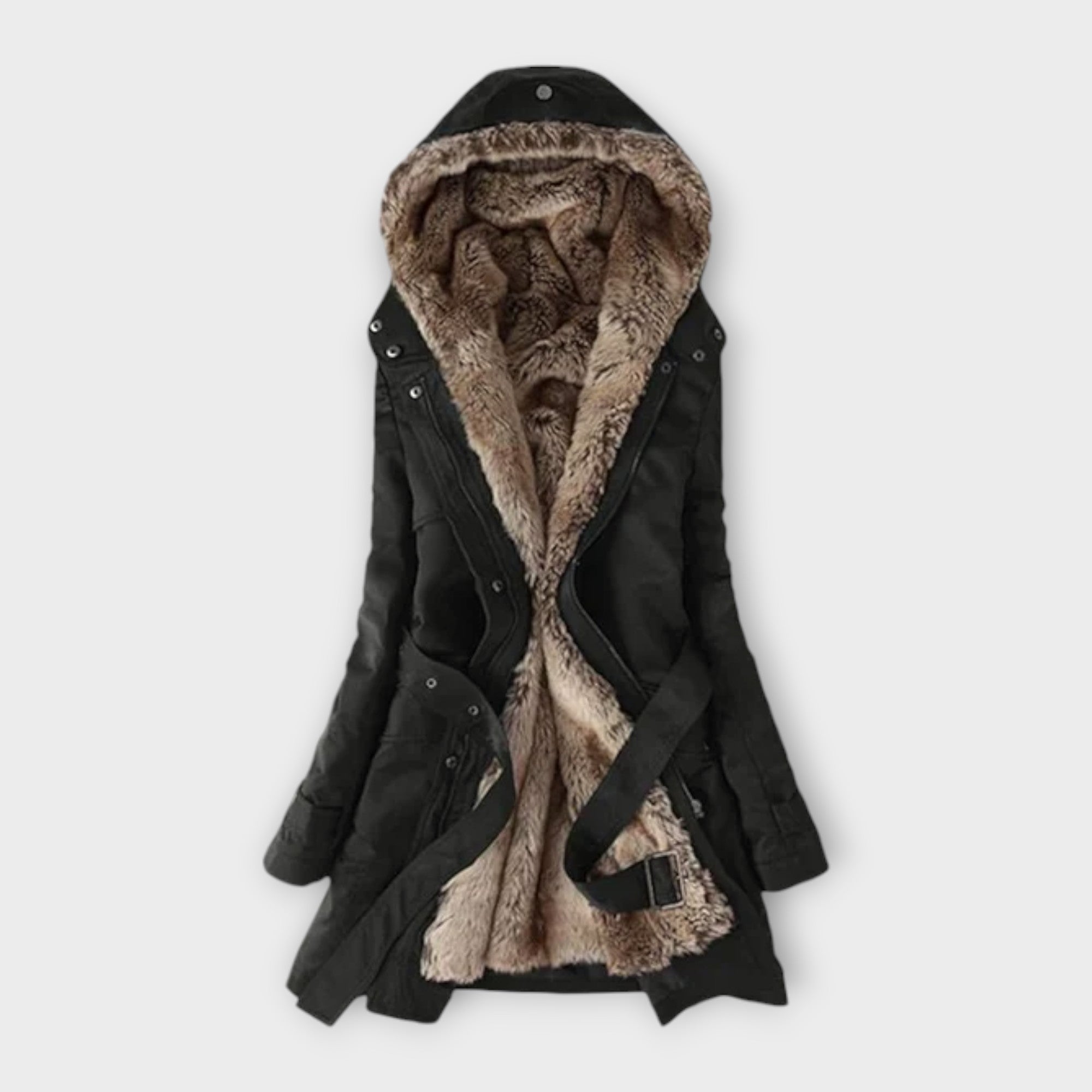 Mikash - Abrigo de lana con ribete floral Luvamoda