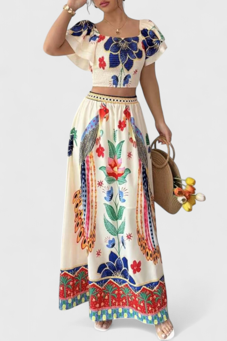 Conjunto bohemio Itzel con estampado nacional LuvaModa
