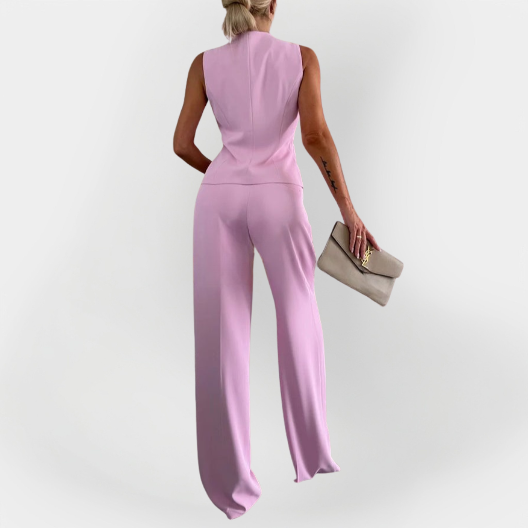Conjunto elegante de pantalón y top sin mangas LuvaModa