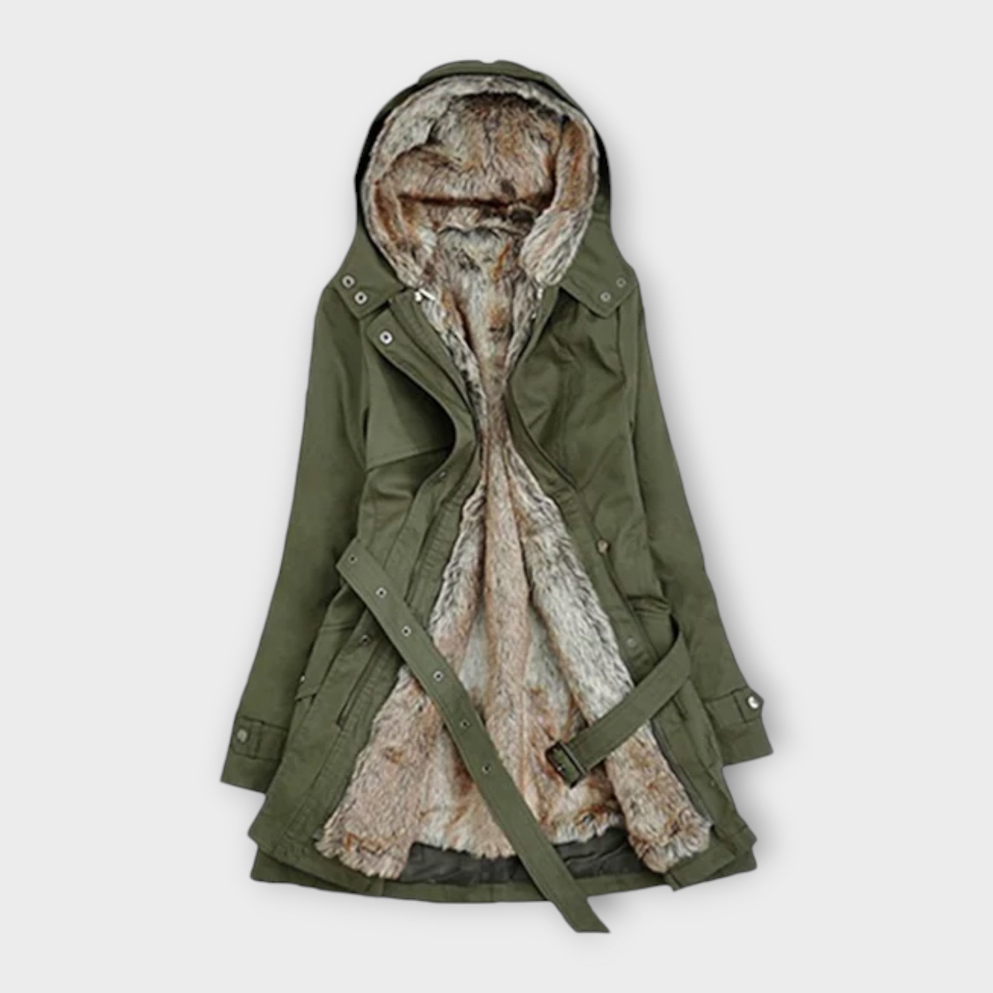 Mikash - Abrigo de lana con ribete floral Luvamoda